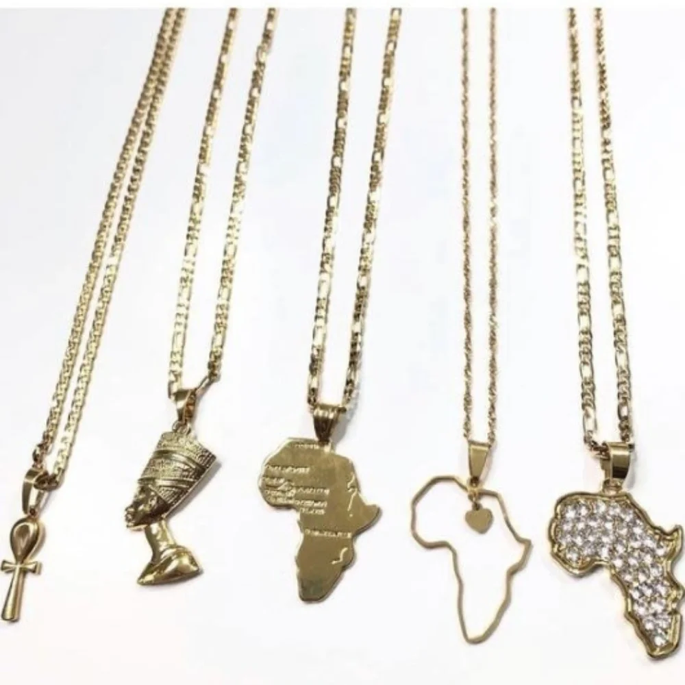 efertiti necklace and Africa pendant necklace set